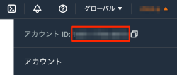 スクリーンショット：AWS アカウントID が枠線で強調されている